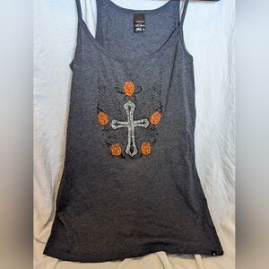 Hurley Tank with Cross and Roses Graphic Sz M